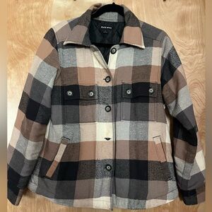 Black Rivet Plaid Button-Up Jacket